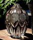 Vintage Bohemian Amethyst Swirl And Clear Cut Glass Vase Hexagonal Top