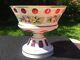 Vintage Bohemian Czech White Cased Cut To Cranberry Glass Pedestal Footed Bowl