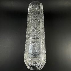 Vintage Bohemian Czech Crystal 12 Tall Vase Hand Cut Queen Lace 24% Lead Glass