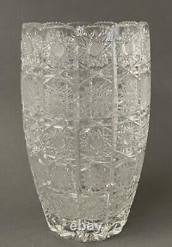 Vintage Bohemian Czech Crystal Queen Lace Cut Glass Large 11.75