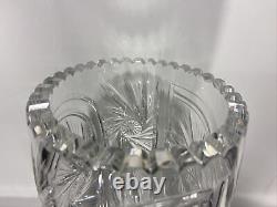 Vintage Bohemian Czech Cut Crystal Tall Vase Hand Cut