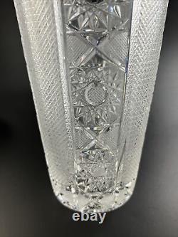 Vintage Bohemian Czech Hand Cut Crystal PANELLED QUEEN LACE 9 7/8 Vase