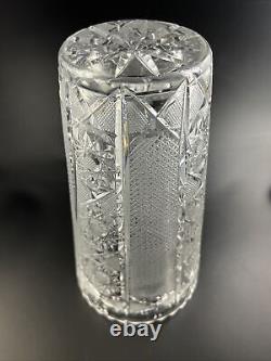 Vintage Bohemian Czech Hand Cut Crystal PANELLED QUEEN LACE 9 7/8 Vase