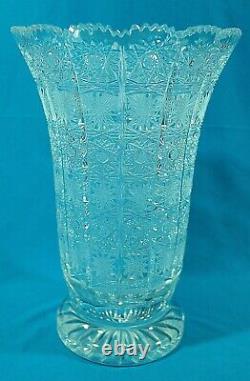 Vintage Bohemian Czech Hand Cut Queen Lace Crystal 10 Vase