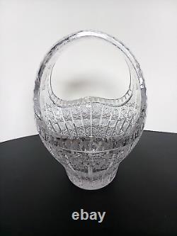 Vintage Bohemian Czech Lead Crystal Queen Lace Basket Hand Cut Glass Bowl 9.5H