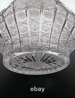 Vintage Bohemian Czech Lead Crystal Queen Lace Basket Hand Cut Glass Bowl 9.5H