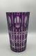 Vintage Bohemian Dark Amethyst Purple Cut Ovals Rectangles To Clear Tall Vase