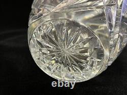 Vintage Brilliant Cut Heavy Crystal Glass Vase withHobstars, 10 Tall, 6 Widest