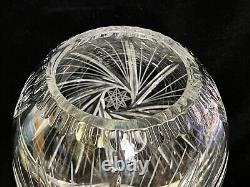 Vintage Brilliant Cut Heavy Crystal Glass Vase withHobstars, 11 1/2 T, 8 Widest