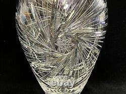 Vintage Brilliant Cut Heavy Crystal Glass Vase withHobstars, 11 1/2 T, 8 Widest