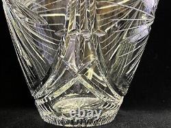 Vintage Brilliant Cut Heavy Crystal Glass Vase withHobstars, 11 1/2 T, 8 Widest