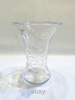 Vintage Clear Wheel Cut Crystal 10 Floral Vase