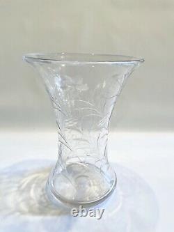 Vintage Clear Wheel Cut Crystal 10 Floral Vase