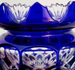 Vintage Cobalt Blue Crystal Cut Lidded Vase, Moroccan Rare