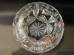 Vintage Crystal Clear 24% Lead Poland Globe Rose Bowl Cut Elegant Glass, 6 Tall