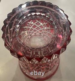 Vintage Crystal Glass Cranberry Cut to Clear Diamond Vase HEAVY 9 lbs 13 oz 10