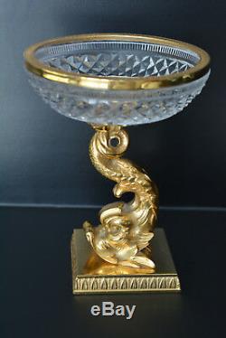 Vintage Cut Crystal Ormolu Mounted Serving Bowl Candy Nuts Dish