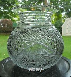 Vintage Cut Glass Flower Center Vase Cut Glass Signed