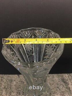 Vintage Cut Glass Vase Etched Glass Vase