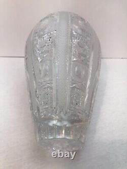 Vintage Cut Lead Crystal Vase Multiple Patterns Czech Amazing Piece Unsigned 11