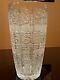 Vintage Czech Bohemian Cut Crystal Glass Vase Queen Lace 12 Tall Mint Condition