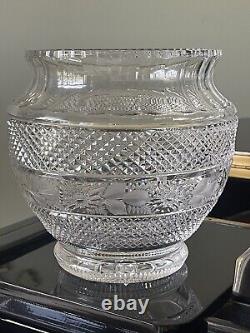 Vintage Gorgeous EBELING & REUSS Bohemian Glass Cut Crystal Large Vase