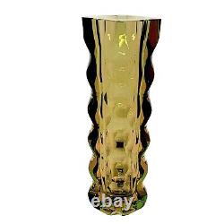 Vintage Green Base Topaz Cut Glass Vase Beautiful Mix of Colors