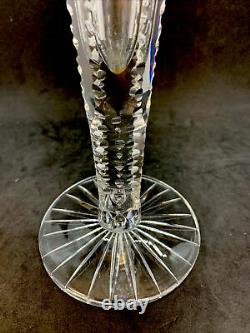 Vintage Hand Cut Crystal Trumpet Vase Hobstar Fan Cane Cuts 12 3/8 Tall