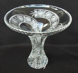 Vintage Hand Made Large 12 Cut Crystal Vase with Spiral Design Statement