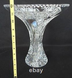 Vintage Hand Made Large 12 Cut Crystal Vase with Spiral Design Statement