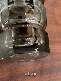 Vintage Josef Hoffman 8 Cut Crystal Smoke Grey Vase. Moser