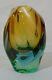 Vintage Kosta Sweden Blue Amber Seafoam Green Cut Art Glass Mirage Vase 0763 7