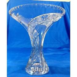 Vintage Large 12 Spiral Hand Cut Lead Crystal Glass Statement Vase
