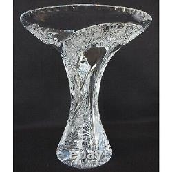 Vintage Large 12 Spiral Hand Cut Lead Crystal Glass Statement Vase
