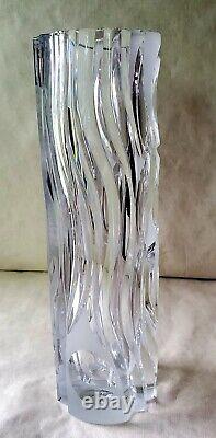 Vintage Large 15.5 Art Deco Intaglio Cut Crystal Glass Vase with Woman RARE
