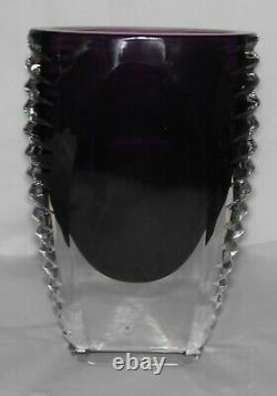 Vintage MURANO Sommerso FLAVIO POLI Purple Art Glass Vase w Horizontal Cut Sides