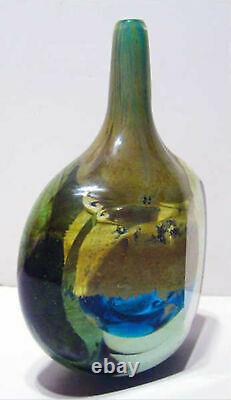 Vintage Mdina Cut-Ice Lollipop Vase Michael Harris Malta Art Glass Sgnd c1970