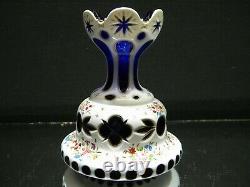 Vintage Moser Bohemian Cased Glass Cut to Cobalt Blue Vase