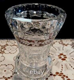 Vintage Moser Ruby Cut to Clear Bohemian Glass Vase