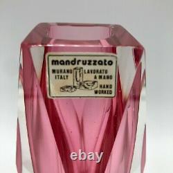 Vintage Murano Italy Mandruzzato Vase 6½ Facets Italian Art Glass Cut Block