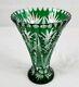 Vintage Nachtmann Bohemian Cut To Clear Trumpet Vase Emerald