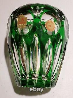 Vintage Nachtmann Germany Bamberg Emerald Green Cut to Clear Crystal Vase