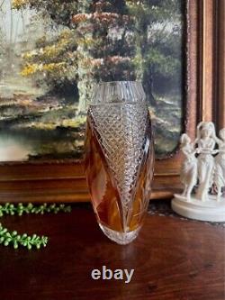 Vintage Polish Hand Cut Leaded Crystal Amber Swan Vase