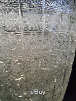 Vintage Queen Lace Bohemian Czech 8 Vase Hand Cut 24% Lead Crystal Glass Stars