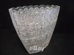 Vintage Queen Lace Bohemian Czech 8 Vase Hand Cut 24% Lead Crystal Glass Stars