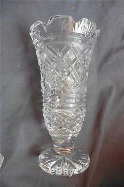 Vintage Rare Waterford Crystal Cut Glass Vase 7 Diamond & Fan PERIOD PIECE
