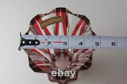 Vintage Saint Louis Ruby Cut Crystal Vase Cristal De France with Original Label