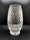 Vintage Signed Cartier Cut Crystal Glass Diamond Pattern 9 Tall Flower Vase