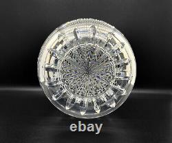 Vintage Signed CARTIER Cut Crystal Glass Diamond Pattern 9 Tall Flower Vase