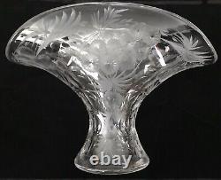 Vintage Signed Libby Cut Engraved Fan Vase
